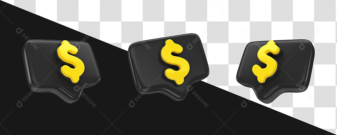 Caixa de Cifrão Elemento 3D Preto de Março Imbatível Para Composição PSD