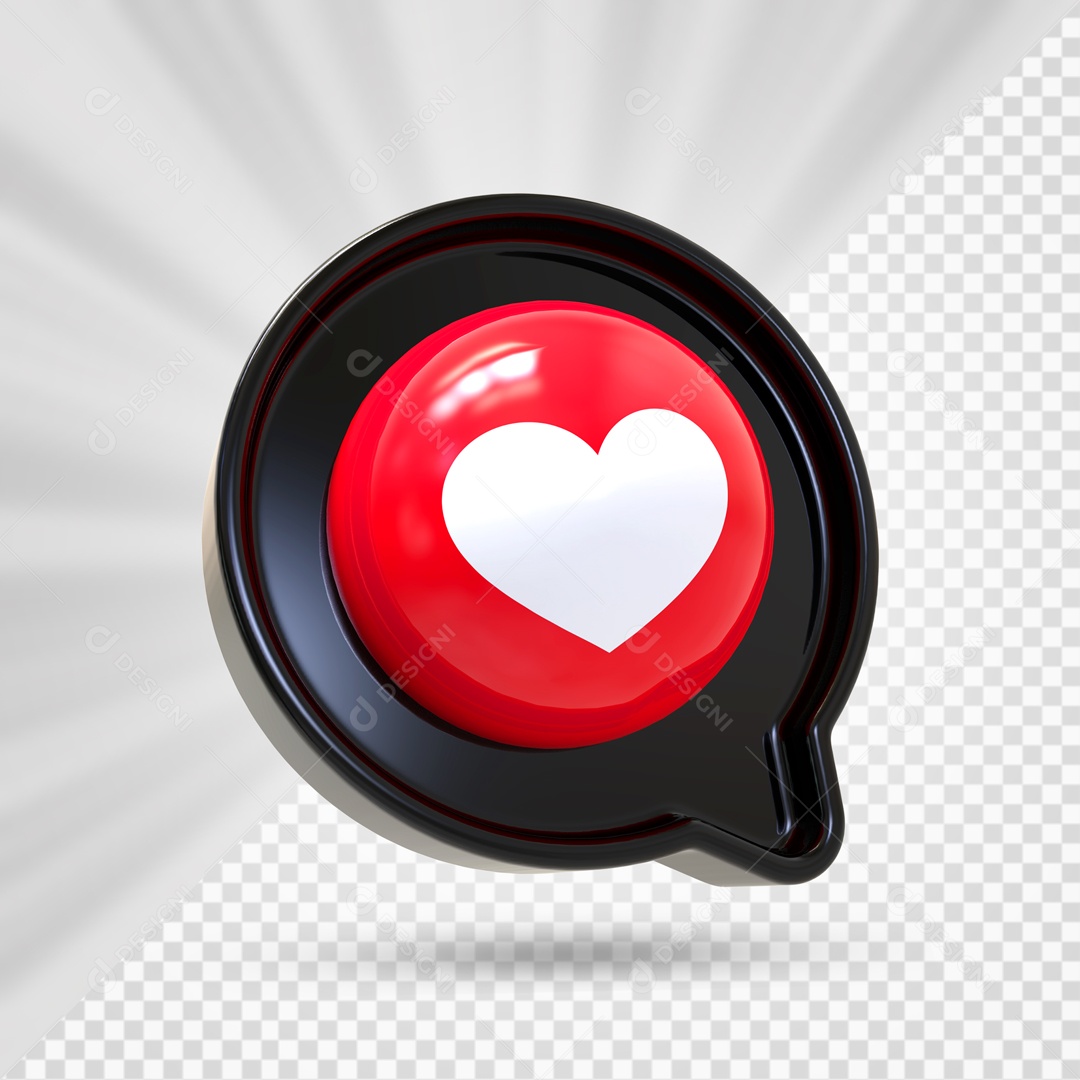 Emoji Preto De Coração Elemento 3D Para Composição PSD