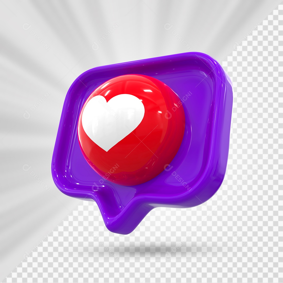 Emoji Roxo De Coração Elemento 3D Para Composição PSD