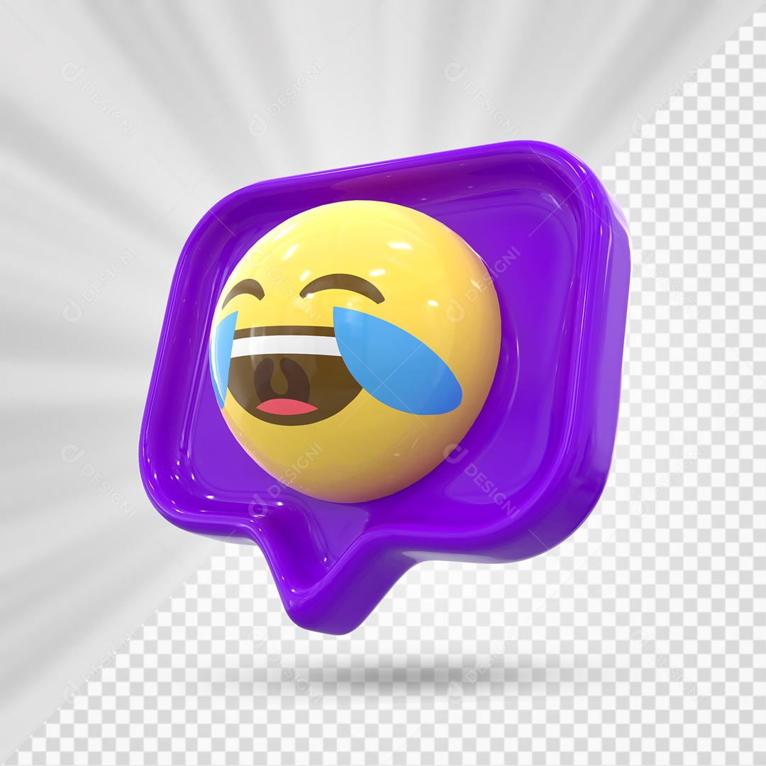 Emoji de Comentário Roxo Chorando de Alegria Elemento 3D Para Composição PSD