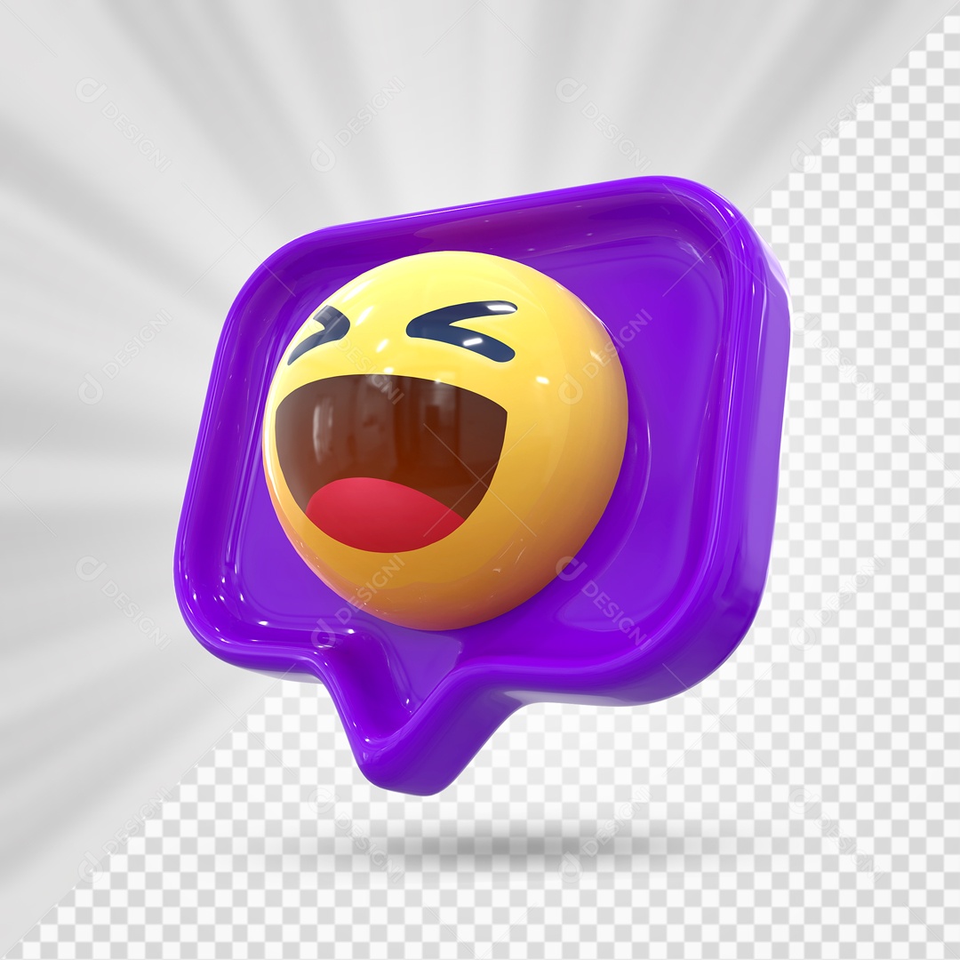 Emoji de Comentário Roxo Feliz Elemento 3D Para Composição PSD