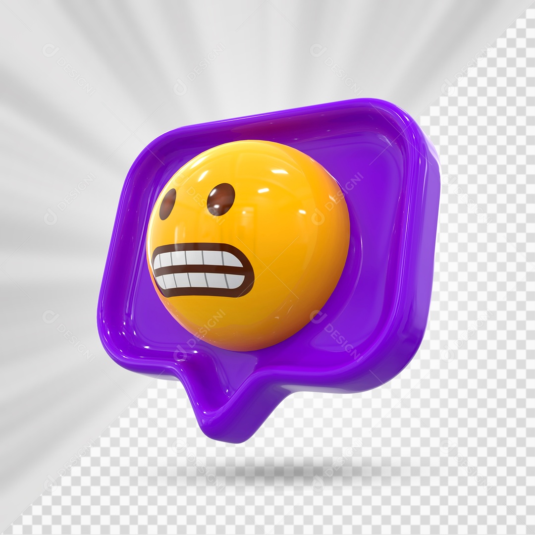 Emoji Roxo Reação Careta Elemento 3D Para Composição PSD