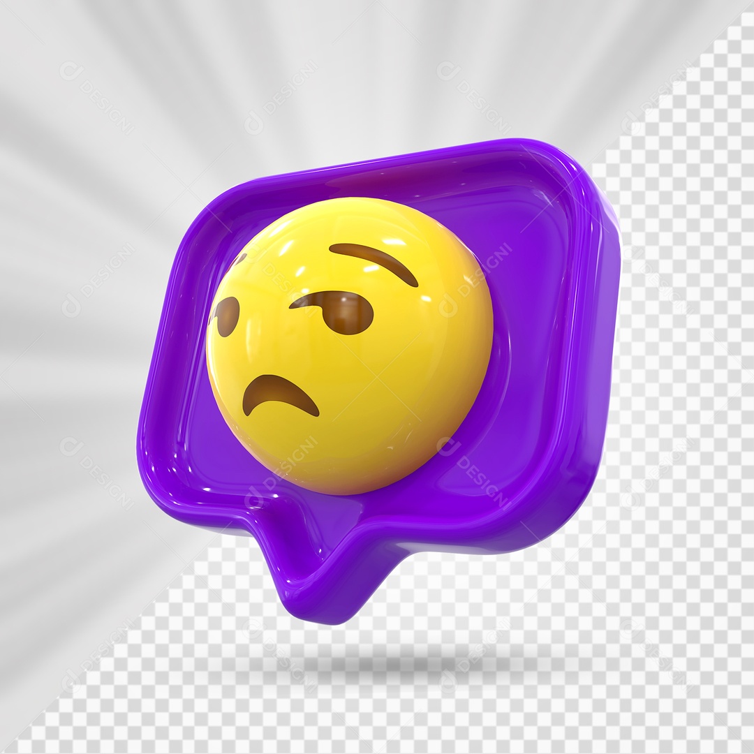 Emoji Roxo 3D Reação Entediado Elemento Para Composição PSD