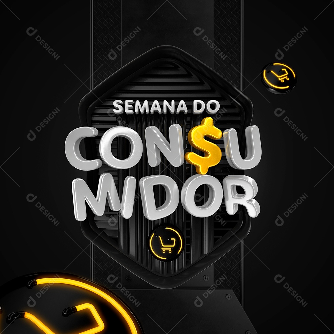 Selo 3D Para Composição Semana do Consumidor PSD