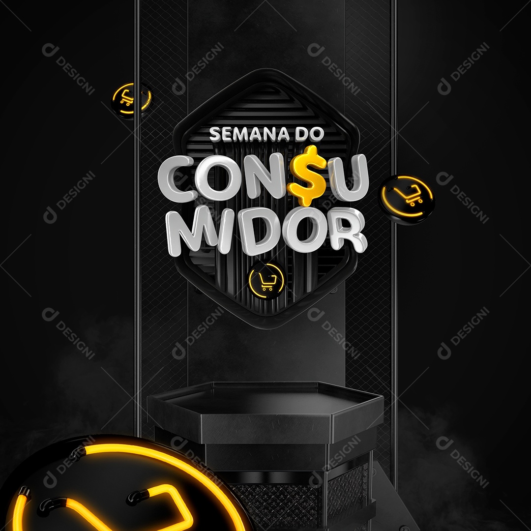 Selo 3D Para Composição Semana do Consumidor PSD