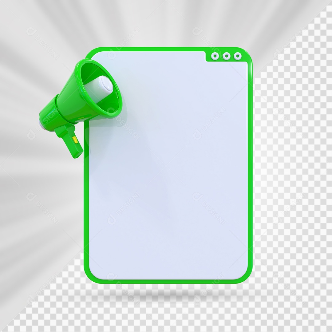 Caixa de Texto Mega Fone Verde Elemento 3D PSD
