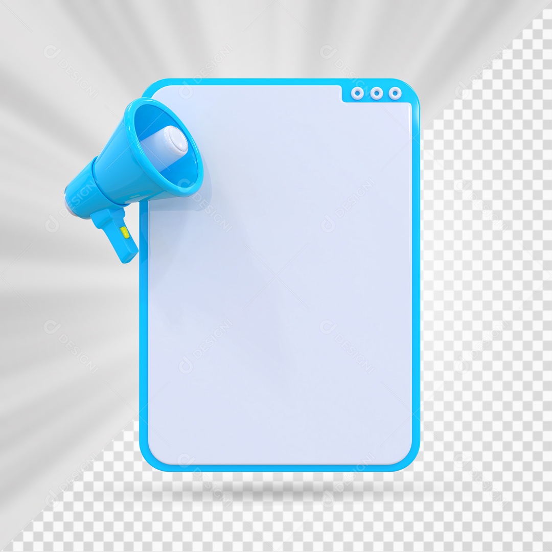 Caixa de Texto Mega Fone Azul Claro Elemento 3D PSD