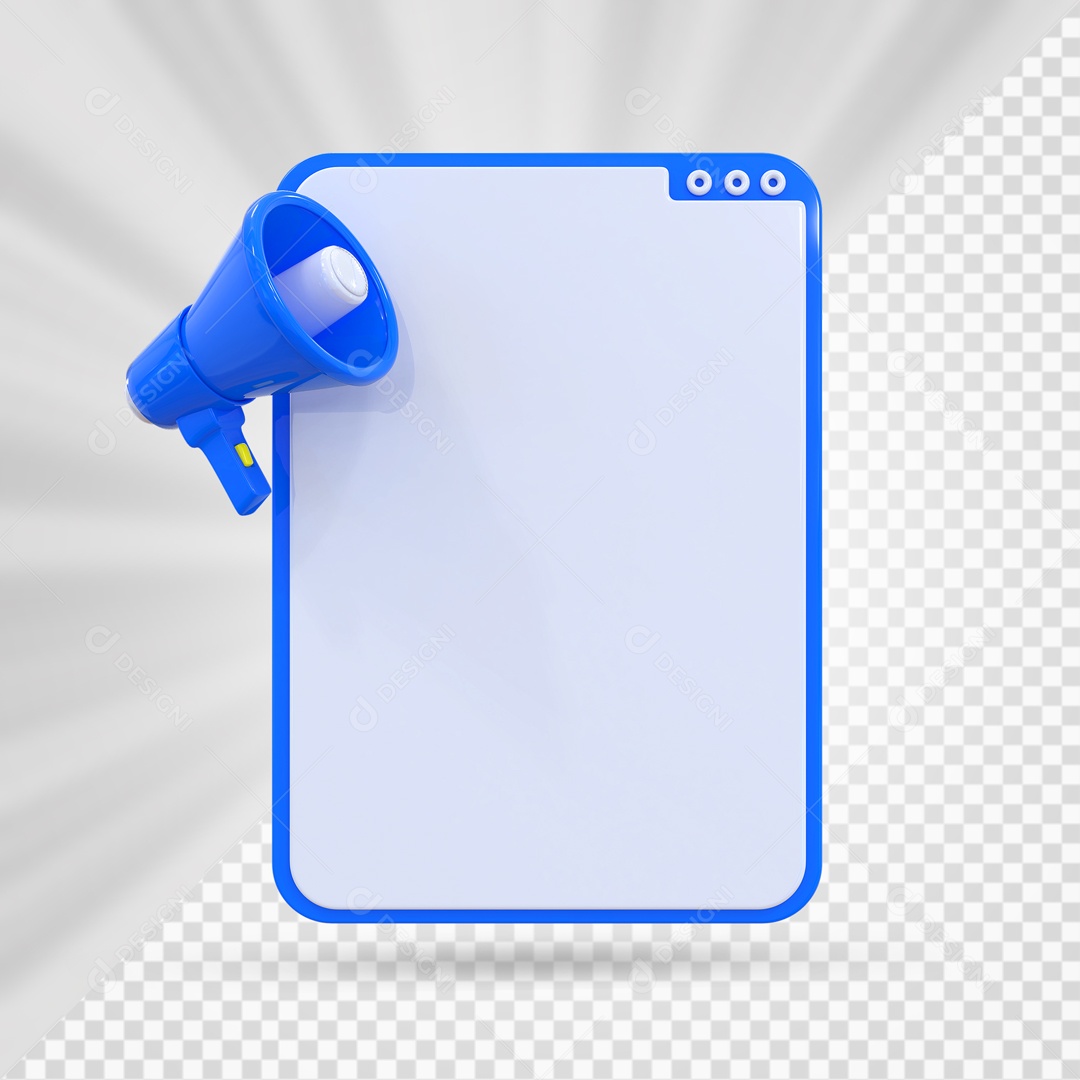 Caixa de Texto Mega Azul Elemento 3D PSD