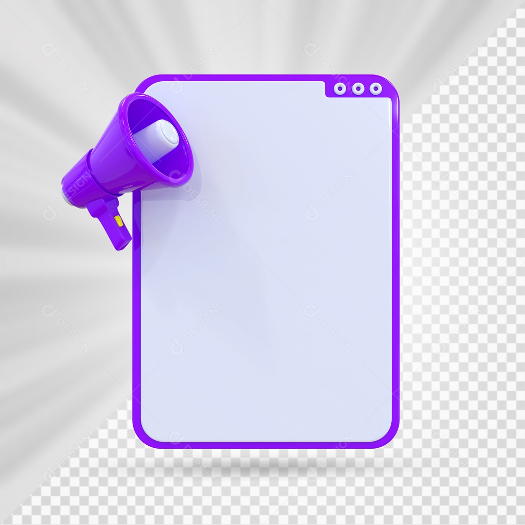 Caixa de Texto Mega Fone Roxo Elemento 3D PSD