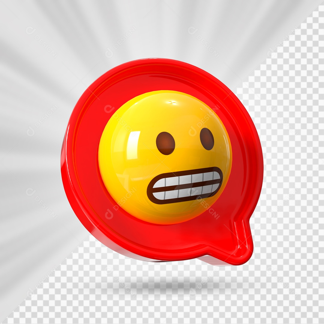 Emoji Vermelho Reação Careta Elemento 3D Para Composição PSD