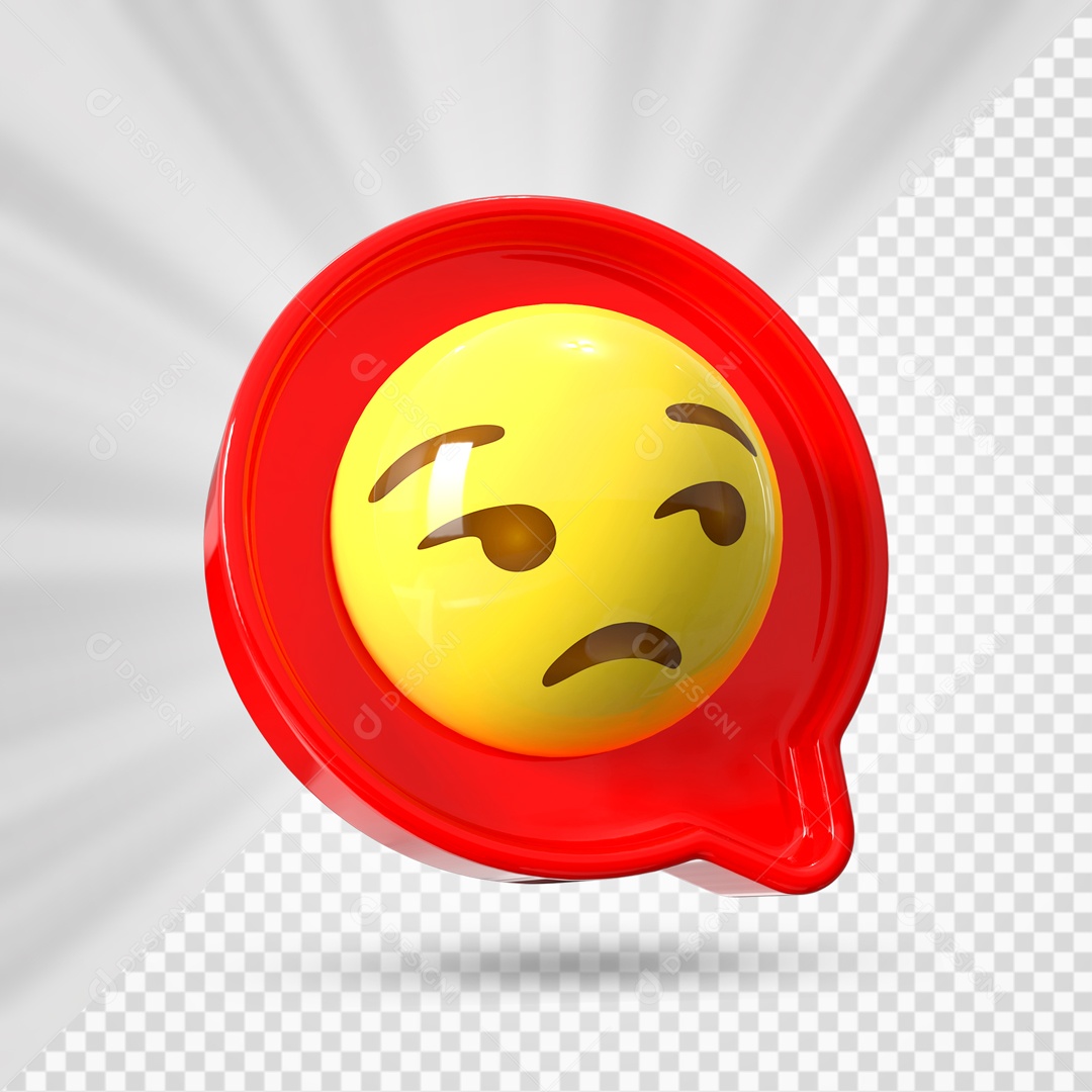 Emoji Vermelho 3D Reação Entediado Elemento Para Composição PSD