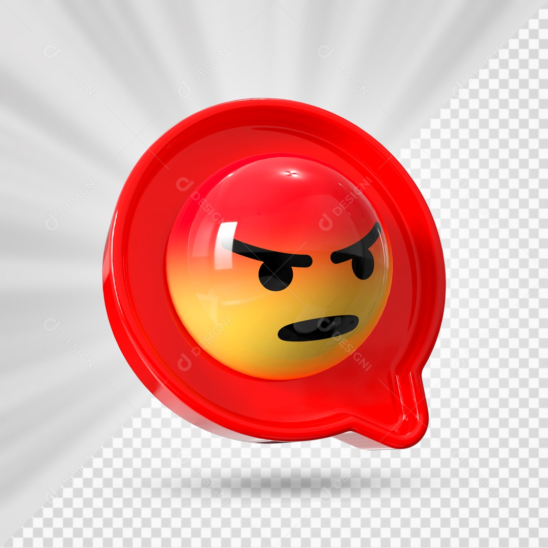 Emoji Vermelho Reação Raiva Elemento 3D Para Composição PSD