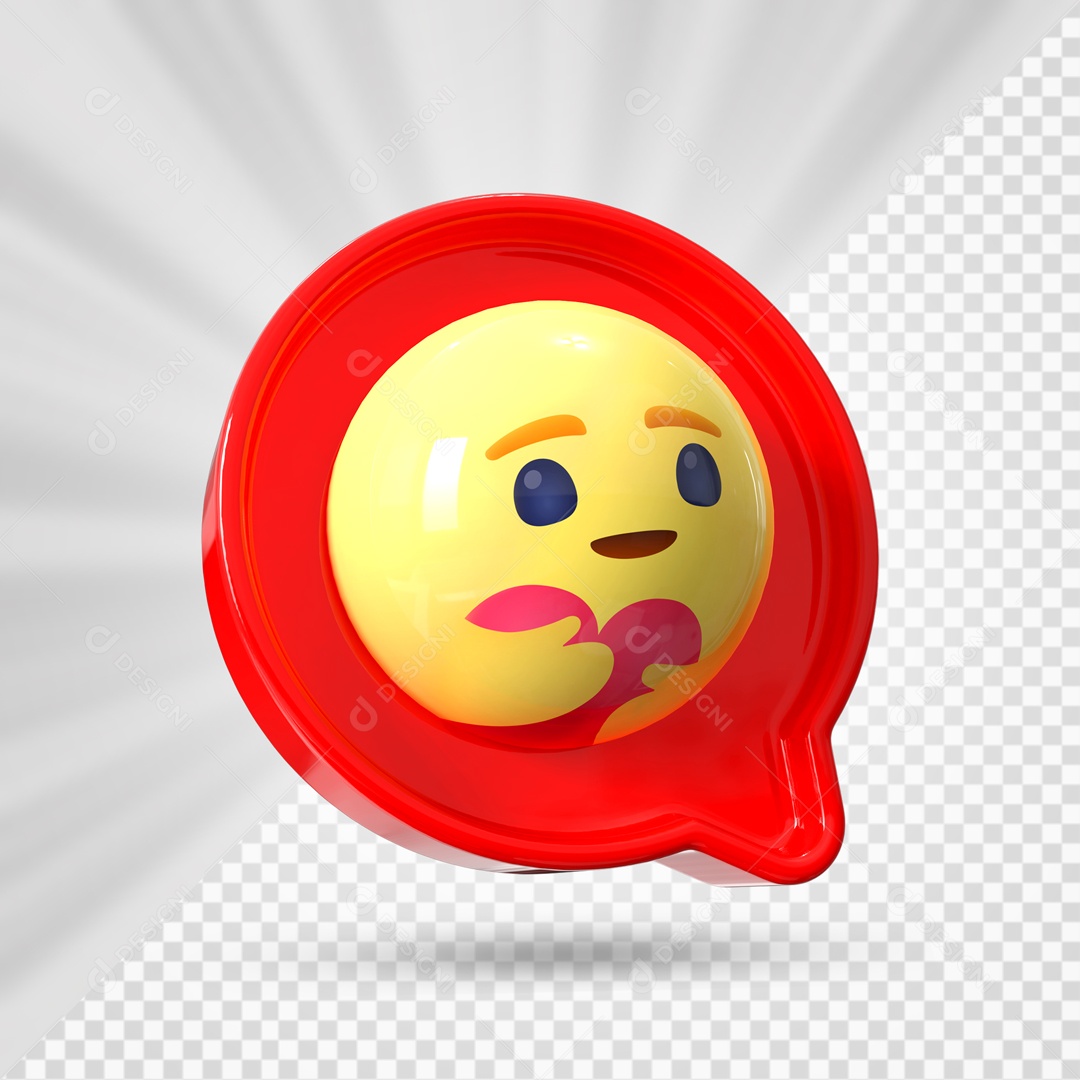 Emoji Vermelho Feliz E Abraçando O Coração Elemento 3D PSD