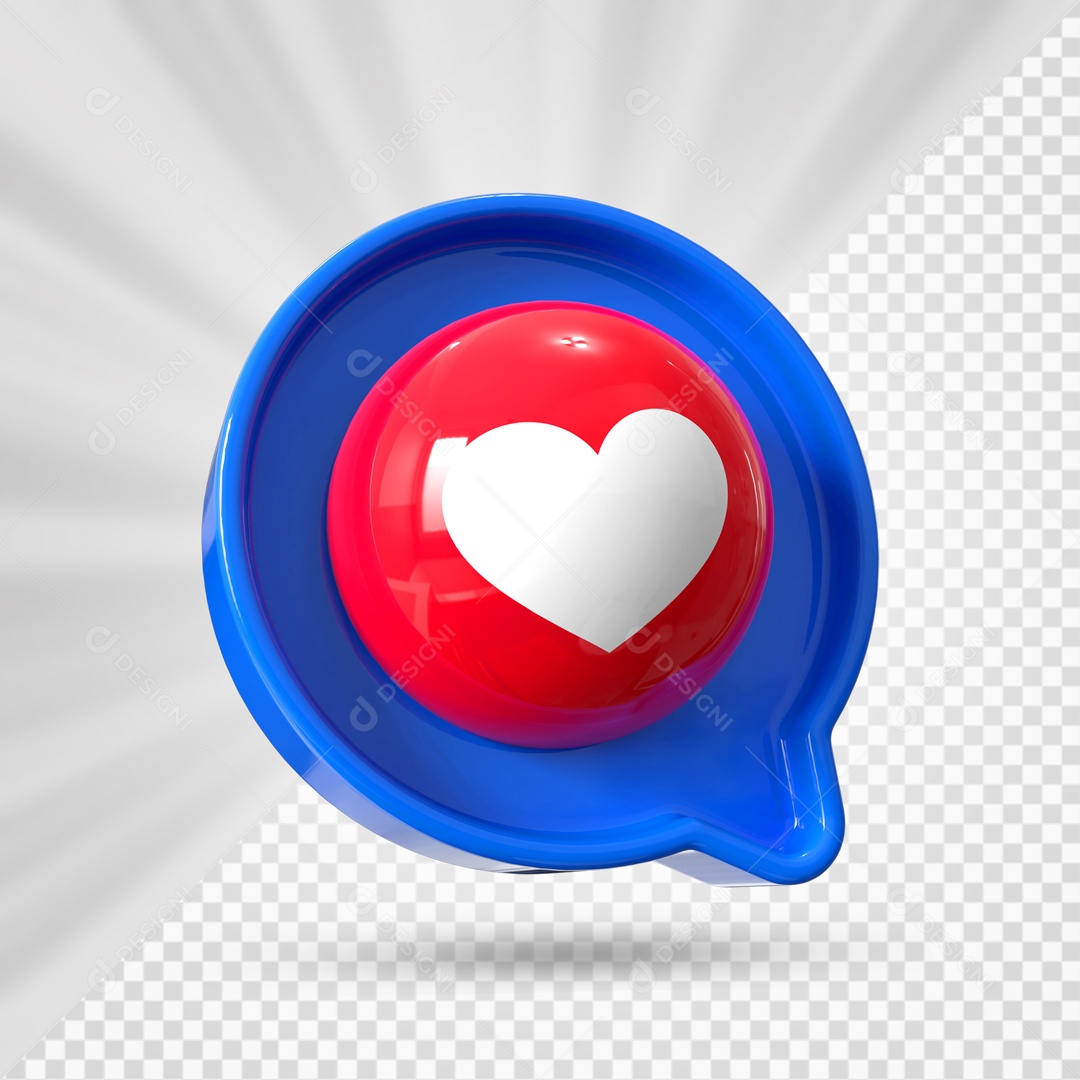 Emoji Azul De Coração Elemento 3D Para Composição PSD