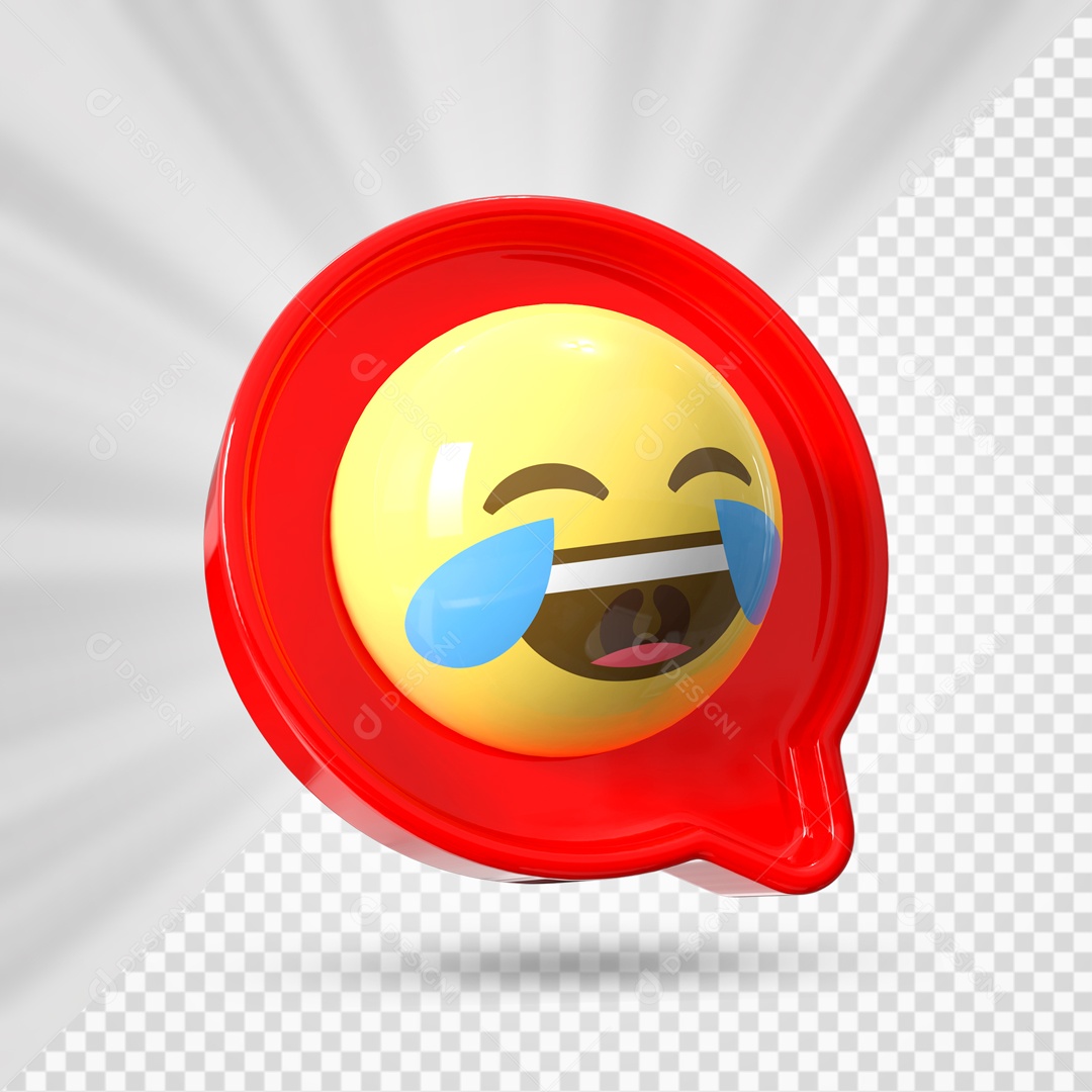 Emoji de Comentário Vermelho Chorando de Alegria Elemento 3D Para Composição PSD