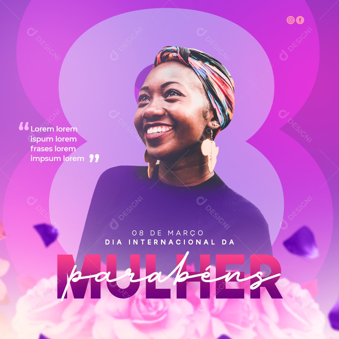 Dia Internacional da Mulher 8 de Março Social Media PSD Editável