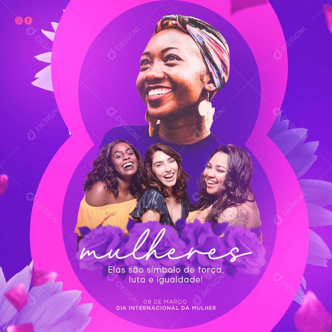 Dia Internacional da Mulher 8 de Março Social Media PSD Editável