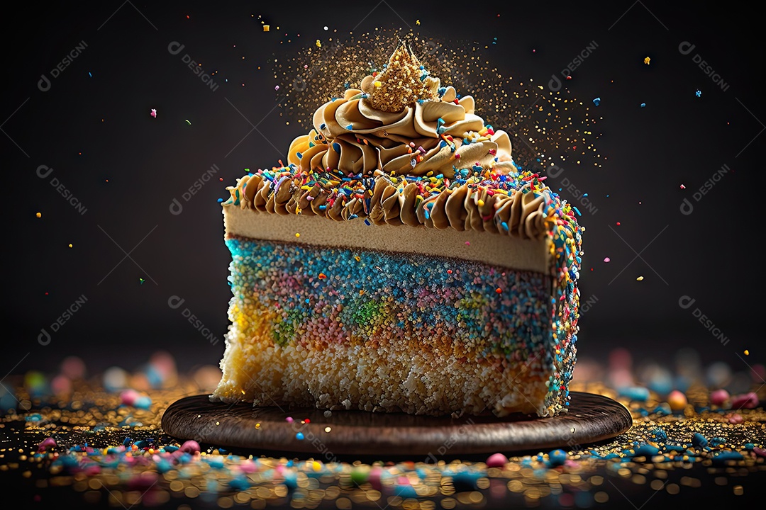 Lindo bolo de aniversário com granulados coloridos
