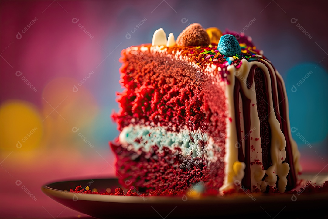 Linda e deliciosa fatia de bolo red velvet