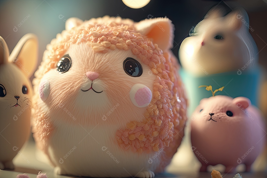 Imagem de vários bichinhos de pelúcia super fofos e adoráveis