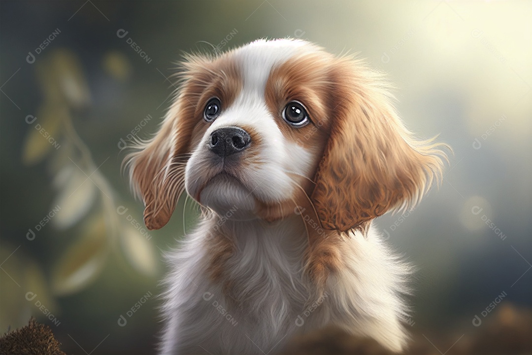 Belo cachorro andando sobre fundo desfoocado gerada por IA