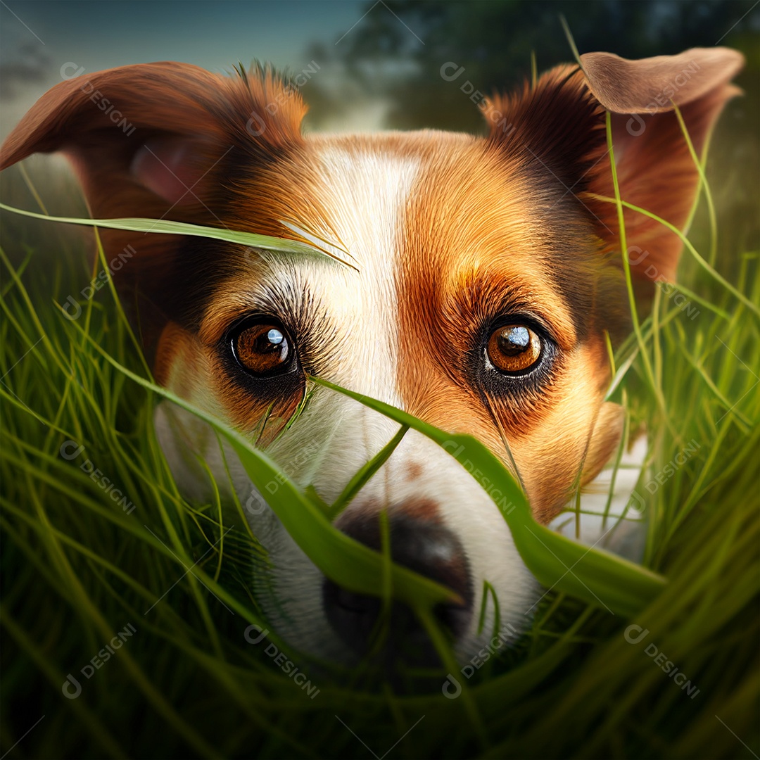 Belo cachorro deitado sobre grama gerada por IA