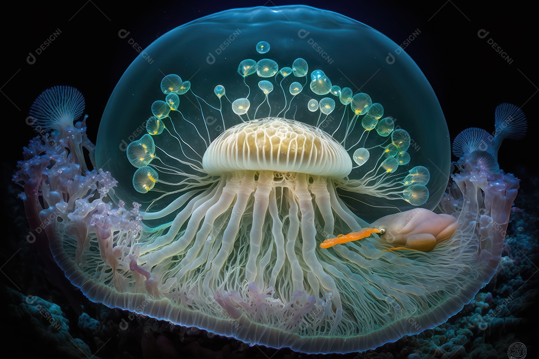 Belos corais marinhos hermatípicos brancos elaborados de várias espécies no fundo do mar