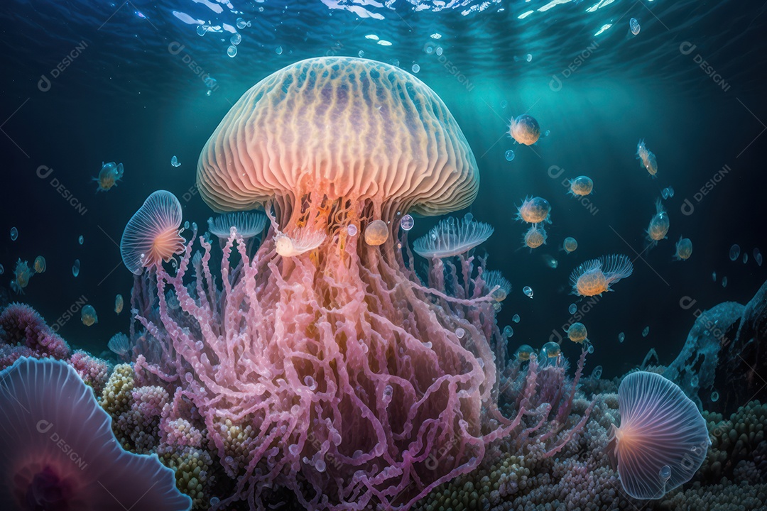 Belos corais marinhos hermatípicos brancos elaborados de várias espécies no fundo do mar