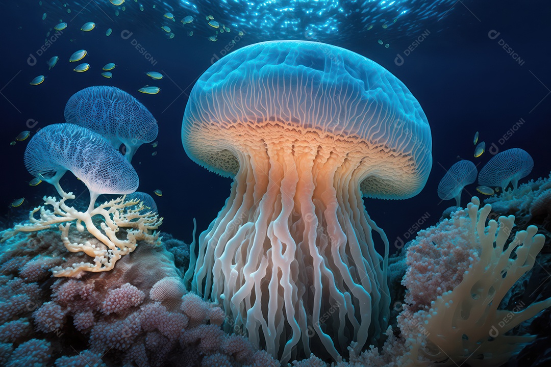 Belos corais marinhos hermatípicos brancos elaborados de várias espécies no fundo do mar