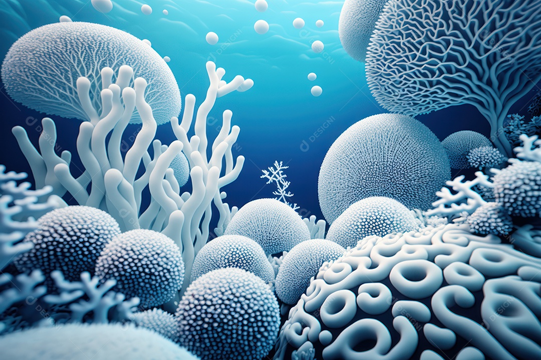 Belos corais marinhos hermatípicos brancos elaborados de várias espécies no fundo do mar