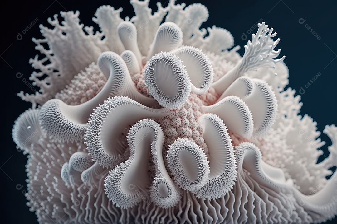 Belos corais marinhos hermatípicos brancos elaborados de várias espécies no fundo do mar