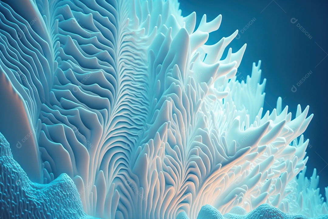 Belos corais marinhos hermatípicos brancos elaborados de várias espécies no fundo do mar