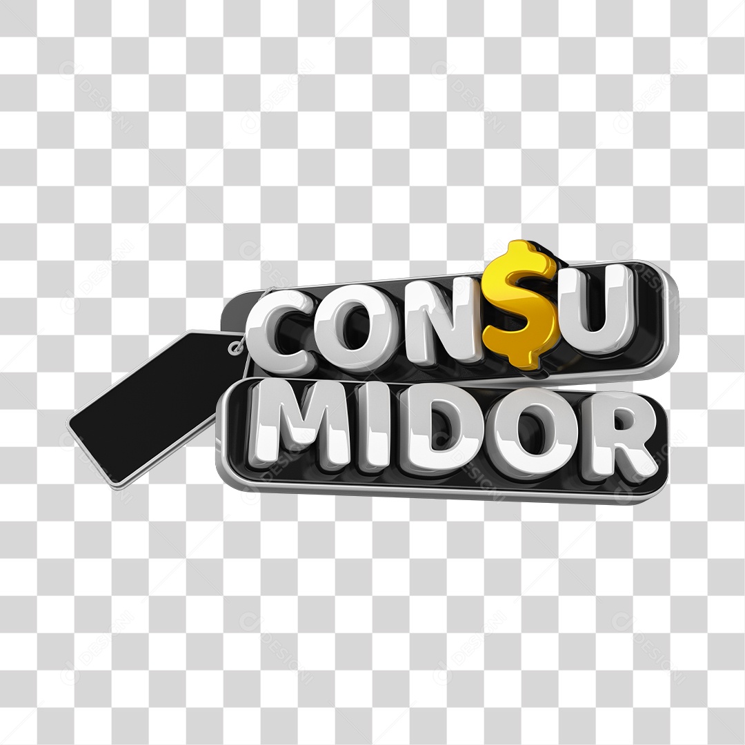 Consumidor Selo 3D Preto Para Composição PNG Transparente