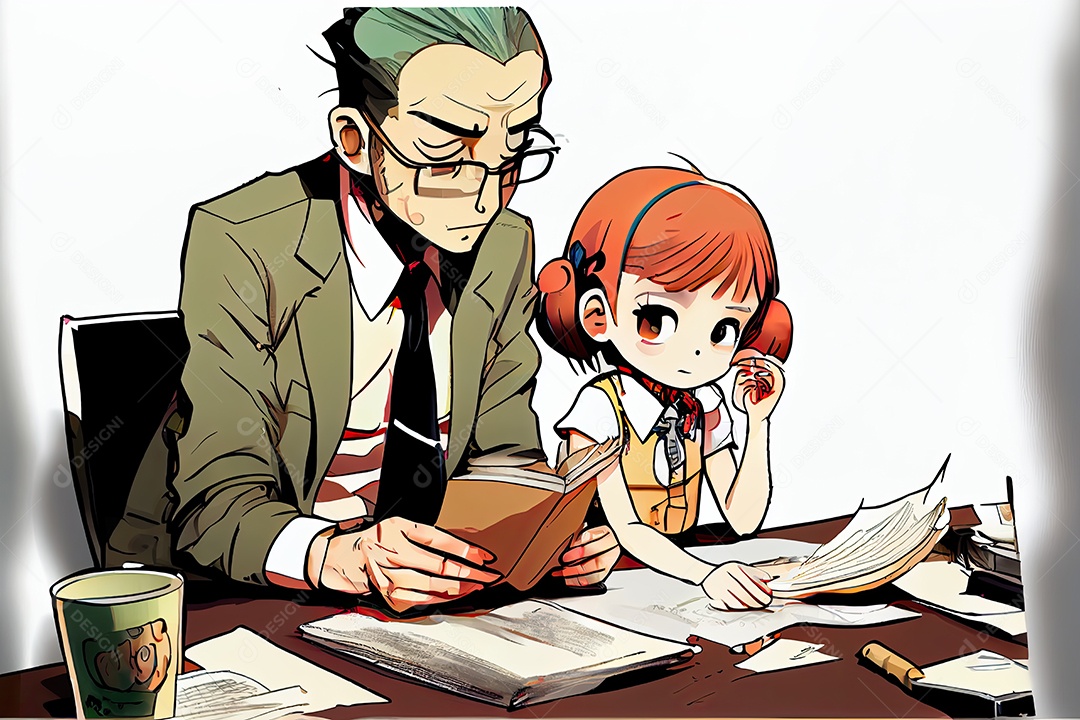 Desenho animado do aluno Estudando na frente do computador em sala de aula Dia do Professor e a importância dos educadores