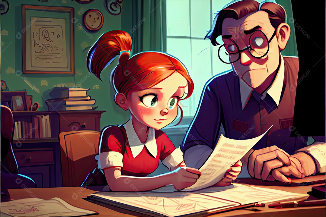 Desenho animado do aluno Estudando na frente do computador em sala de aula Dia do Professor e a importância dos educadores