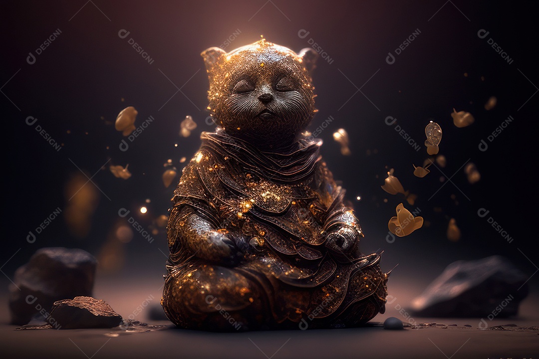 Linda escultura de buda sobre fundo isolado.