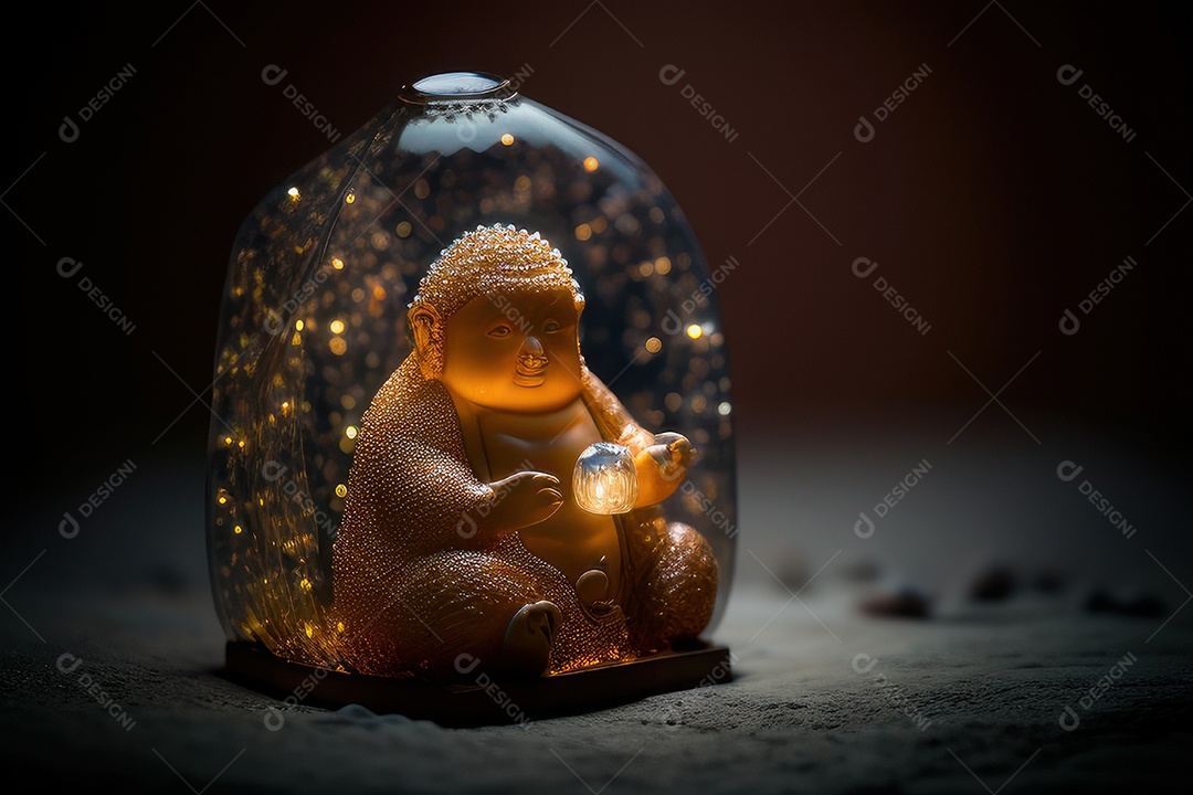 Linda escultura de buda sobre fundo isolado.