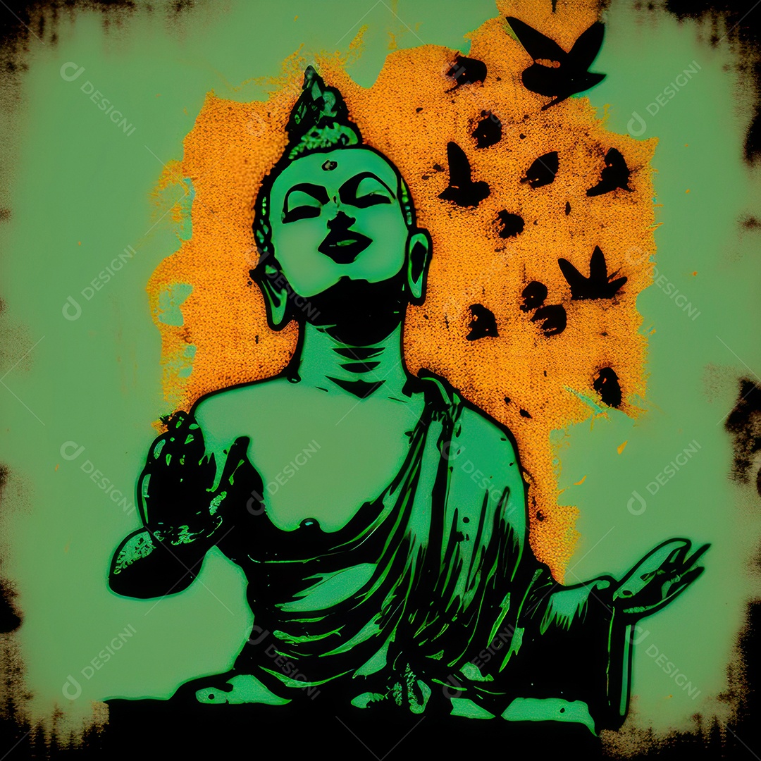 Linda escultura de buda sobre fundo isolado.