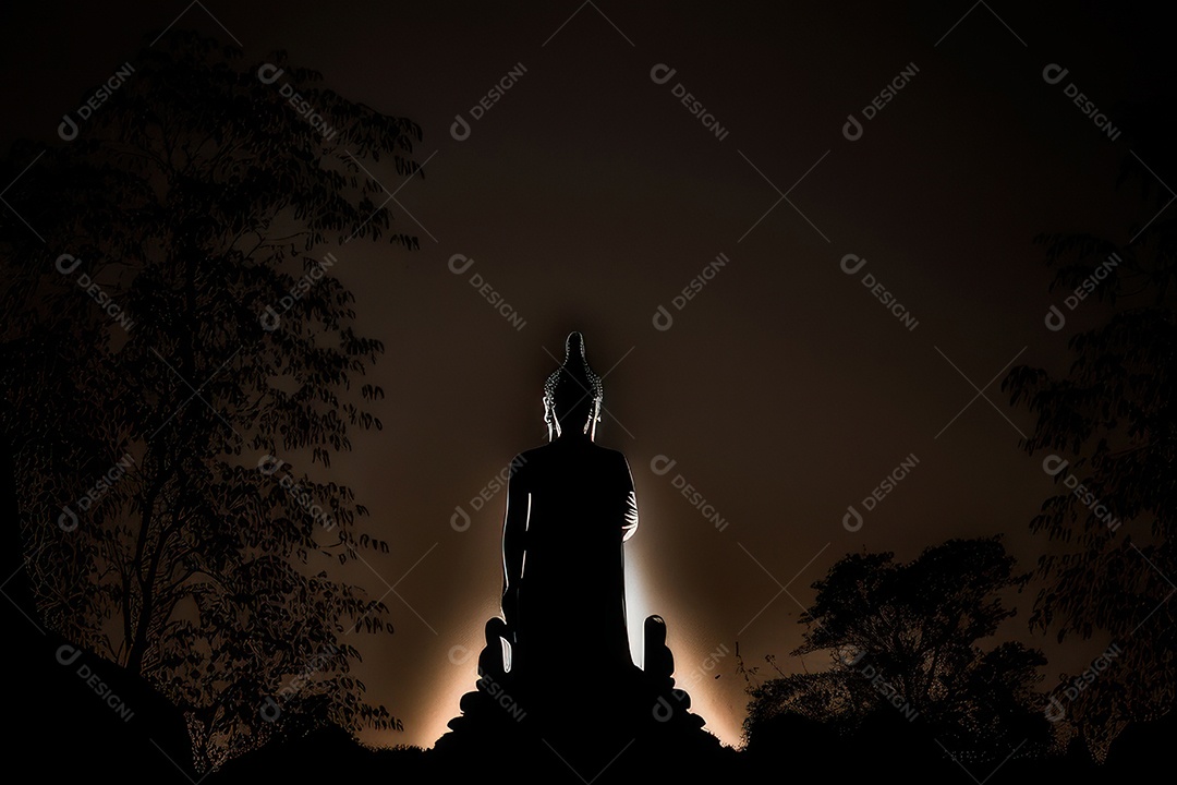 Linda escultura de buda sobre fundo isolado.