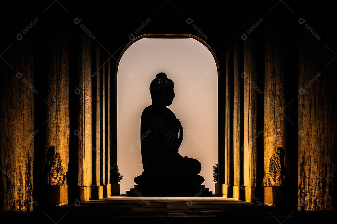 Linda escultura de buda sobre fundo isolado.