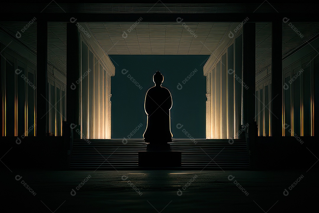 Linda escultura de buda sobre fundo isolado.