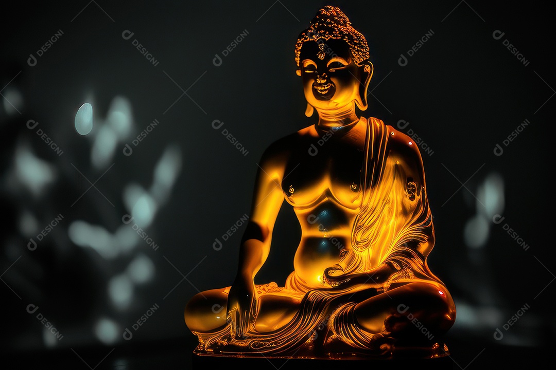 Linda escultura de buda sobre fundo isolado.