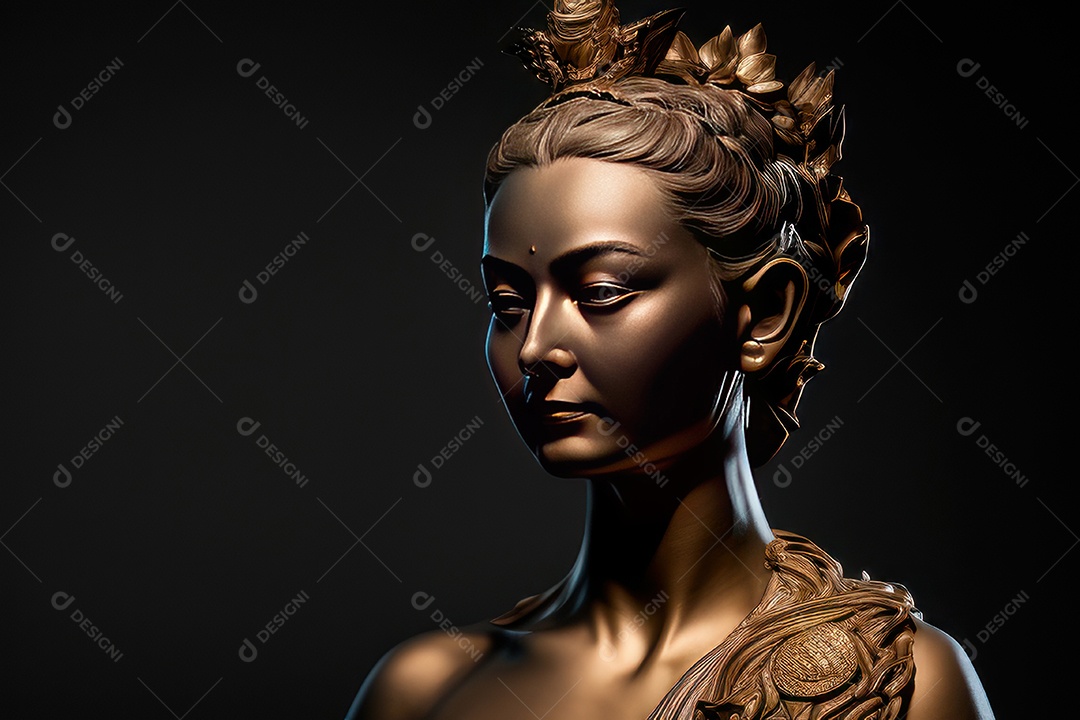 Linda escultura de buda sobre fundo isolado.