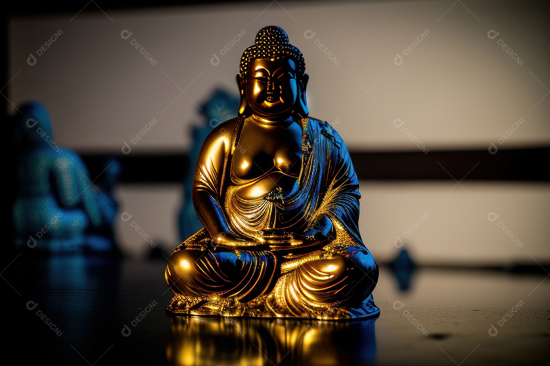 Linda escultura de buda sobre fundo isolado.