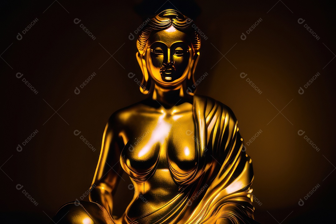 Linda escultura de buda sobre fundo isolado.