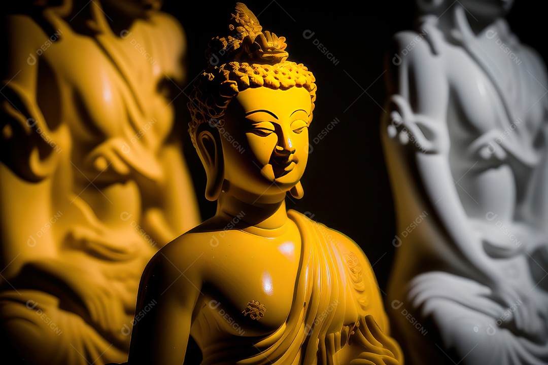 Linda escultura de buda sobre fundo isolado.