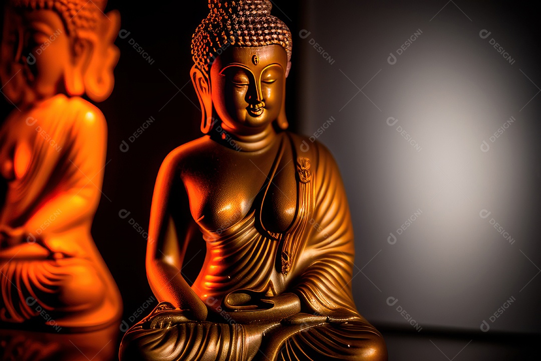 Linda escultura de buda sobre fundo isolado.