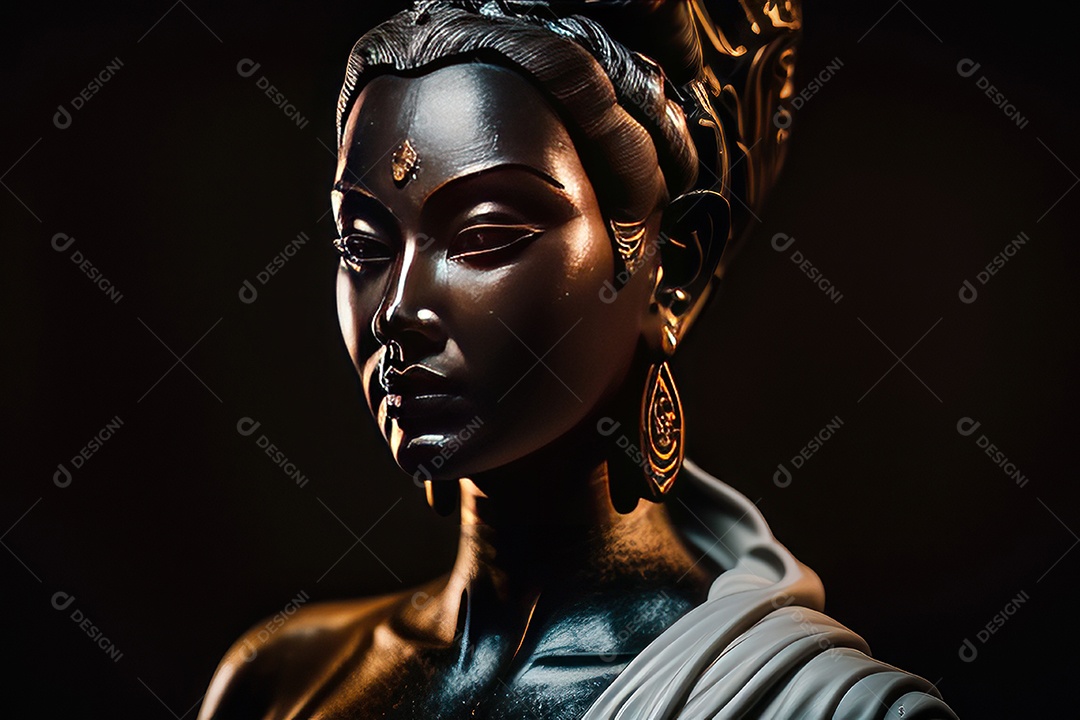 Linda escultura de buda sobre fundo isolado.