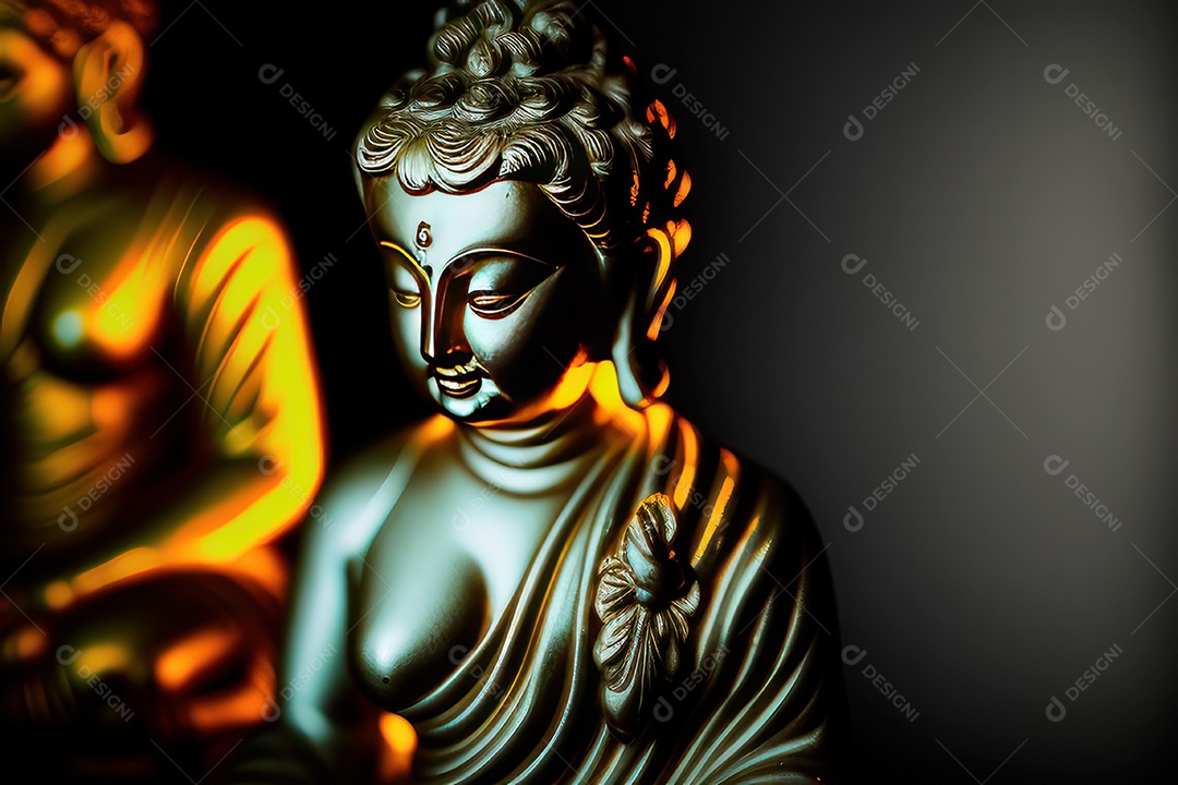 Linda escultura de buda sobre fundo isolado.