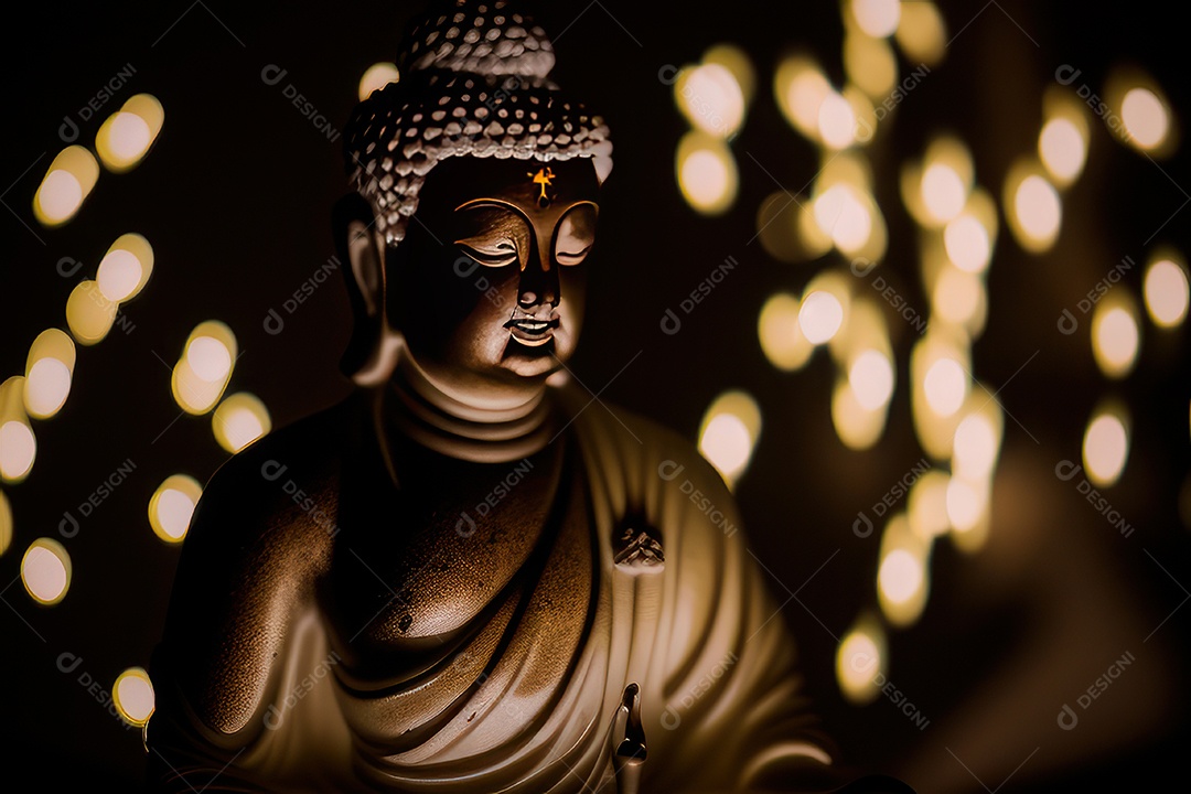 Linda escultura de buda sobre fundo isolado.